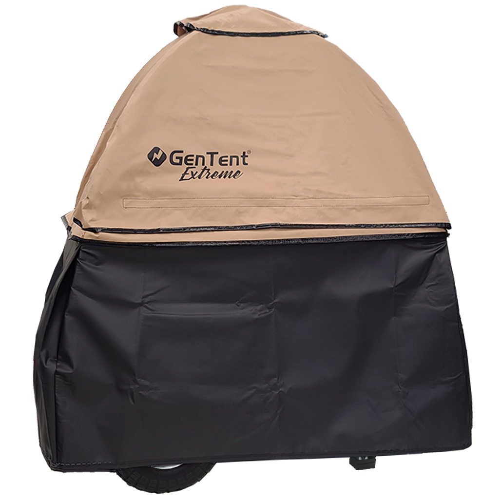 GenTent GenSkirt outdoor generator storage cover installed for weather protection and storage