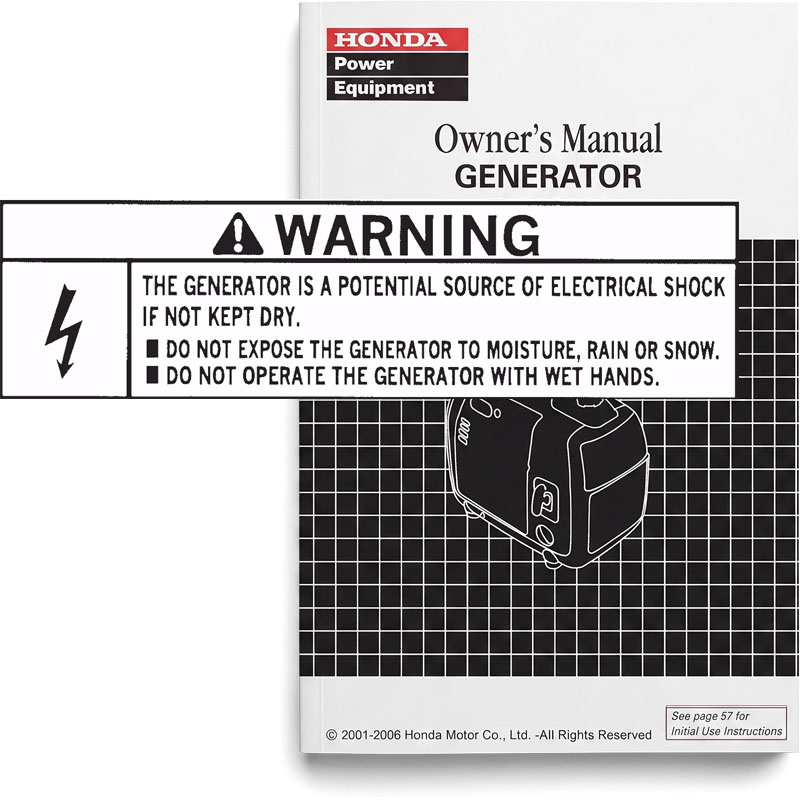 Honda electrocution warning for portable generator wet weather safety