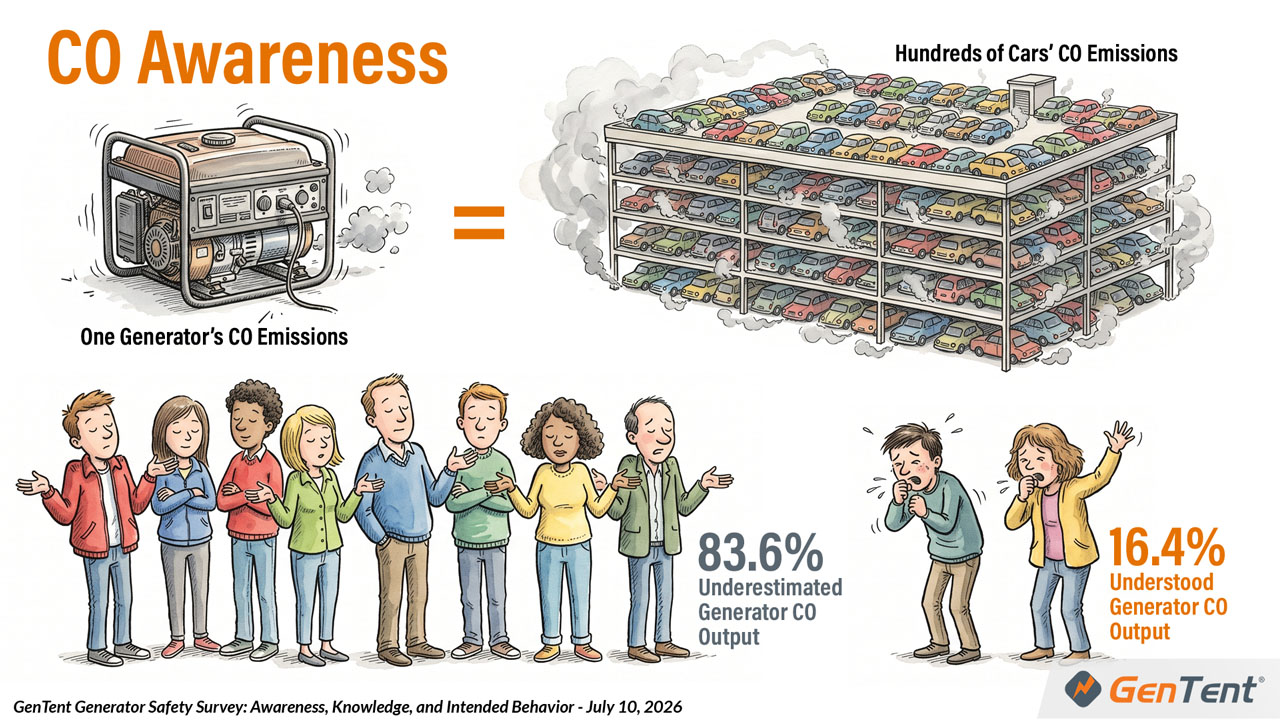 Survey chart showing consumer awareness of portable generator carbon monoxide output