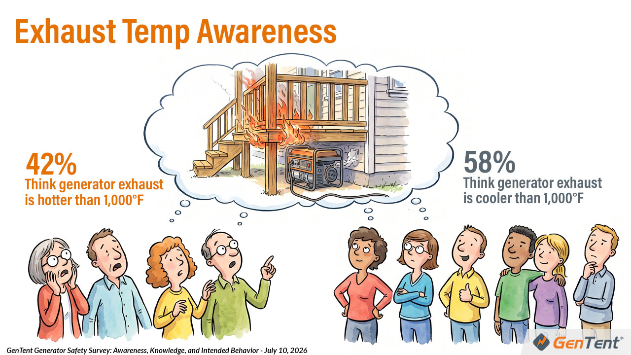 Survey chart showing consumer awareness of portable generator exhaust temperature