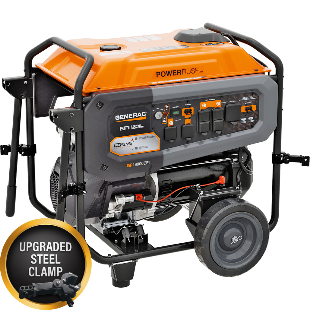 GenTent XL Universal Clamp Kit installed on a large open frame generator