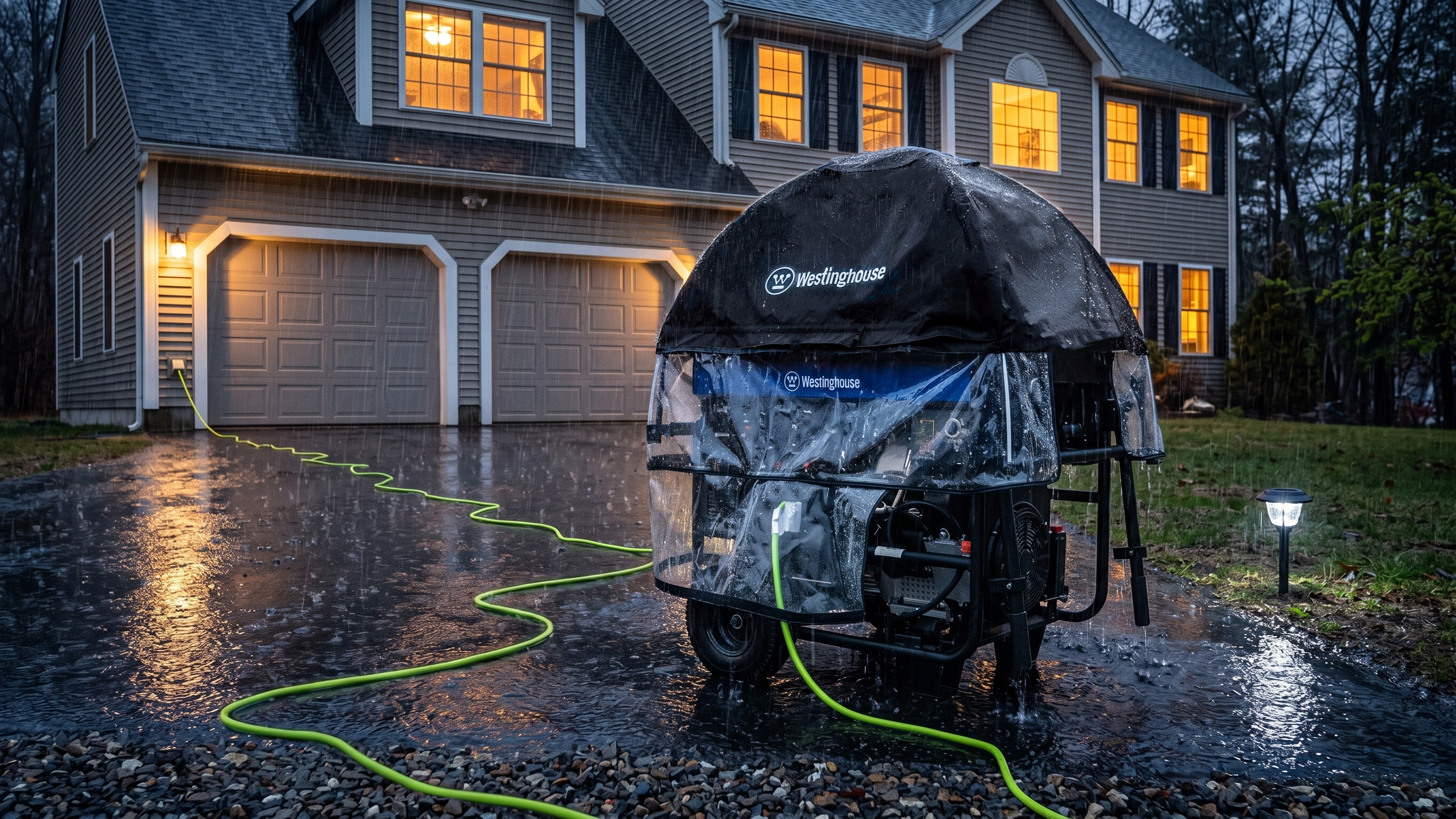 Westinghouse WGenTent XL generator running cover in severe weather